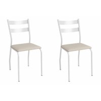 Kit 2 Cadeiras de Cozinha Bali 2C141BR Aço 2 Un Branco/Corano Bege - Kappesberg