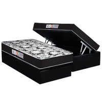Conjunto Box Baú Solteiro: Colchão Espuma Luckspuma D45 Gran Luck Pro + Base CRC Suede Black (88x188)