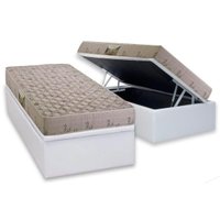 Cama Box Baú Solteiro: Colchão Espuma Herval D33 Cannes + Base CRC Corano White(88x188)