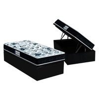 Cama Box Baú Solteiro: Colchão Espuma Probel D28 / EP ProDormir Advanced Tech1000 + Base CRC Suede Black(88x188)