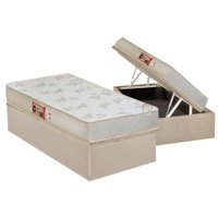Conjunto Box Baú Solteiro: Colchão Espuma Castor D33 Sleep Max Relax + Base CRC Suede Clean (88x188)