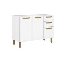 Balcão de Cozinha Modulado Bella c/ 3 Portas e 2 Gavetas s/ Tampo 120cm Branco - Bertolini