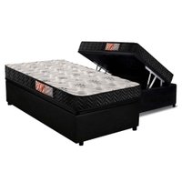 Cama Box Baú Solteiro: Colchão Espuma Paropas D33 Pasquale + Base CRC Suede Black(88x188)