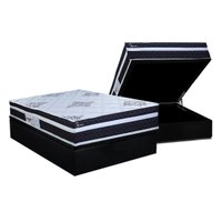Conjunto Box Baú Casal: Colchão Molas Paropas Ensacadas Basic Black + Base CRC Suede Black (138x188)