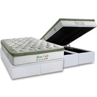 Cama Box Baú Queen: Colchão Molas MasterPocket Ensacadas Herval Monte Carlo Visco + Base CRC Linhão White (158x198)