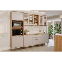 Cozinha Completa Brilhante 5 Peças (2Aéreos+2Balcões+1TorreQuente) C5P161 Cinamomo/Off White - MGM