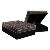 Conjunto Box Baú Queen: Colchão Molas Paropas Ensacadas Privilege + Base CRC Suede Black (158x198)