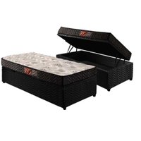Conjunto Box Baú Solteiro: Colchão Espuma Paropas D45 Pasquale + Base CRC Suede Black(88x188)