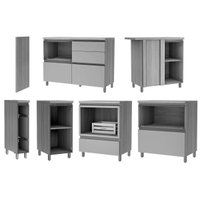 Cozinha Modulada Nesher Rainha 21 Peças (6Aéreos+6Balcões+1Ilha+8Peças) C6P75 Nature/Verde-Nesher