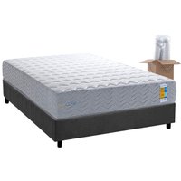 Cama Box Casal: Colchão Molas MasterPocket Ensacadas Herval Bumpcore + Base CRC Suede Gray (138x188)