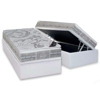 Cama Box Baú Solteiro: Colchão Molas Ensacadas Castor Super luxo Látex Plush Double Face + Base CRC Corano White(88x188)