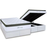 Cama Box Baú King: Colchão Molas MasterPocket Ensacadas Paropas Diamante Extra White + Base CRC Linhão White (193x203)