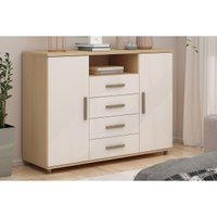 Cômoda de Quarto Berlim c/ 2 Portas 1 Nicho e 4 Gavetas Freijo/White Laca - Genialflex