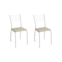 Cadeira Sala de Jantar Malta 2C140BR Aço Kit 2 Un Branco/ano Bege - Kappesberg