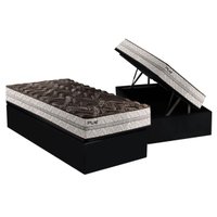 Conjunto Box Baú Solteiro: Colchão Espuma Paropas D33 Pasquale Plus + Base CRC Suede Black (88x188)