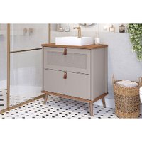Bancada de Banheiro Balcão Vêneto 1 Porta e 1 Gaveta c/ Cuba 60cm Cappuccino/Freijo - MGM