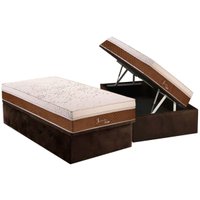 Conjunto Box Baú Solteiro: Colchão Molas Polar Ensacadas Jasmin Fort + Base CRC Suede Brown (88x188)