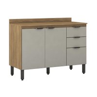 Balcão de Cozinha c/ Tampo Firenze c/ 3 Portas e 2 Gavetas 120cm Amendola/Nude Prime TX - Demóbile
