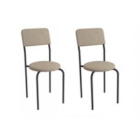 Cadeira Sala de Jantar Mali 2C136PRF Aço Kit 2 Un Preto/Linho Bege Fendi - Kappesberg
