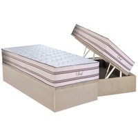 Cama Box Baú Solteiro: Colchão Molas Ensacadas Paropas Soul + Base CRC Suede Clean (88x188)