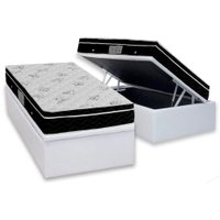 Conjunto Box Baú Solteiro: Colchão Molas Ortobom Nanolastic Physical+Base CRC Corano White (88x188)