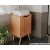 Bancada de Banheiro c/ Pés BN3641 s/ Cuba c/ 1 Porta 45cm Amêndoa - Tecno Mobili