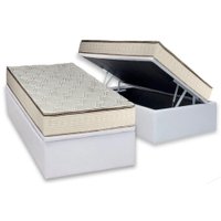 Conjunto Box Baú Solteiro: Colchão Molas Luckspuma Bonnel Montreal + Base CRC Corano White (88x188)