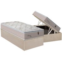 Cama Box Baú Solteiro: Colchão Molas Orthoflex Ensacadas Pleasure + Base CRC Suede Clean(88x188)