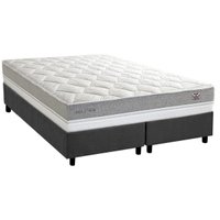Cama Box King: Colchão Molas Ensacadas Herval Maxspring C1672 + Base CRC Suede Gray (193x203)