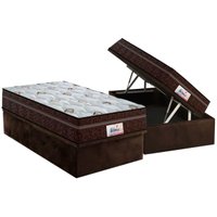 Cama Box Baú Solteiro: Colchão Molas Probel Ensacadas ProDormir Miami + Base CRC Suede Brown(88x188)