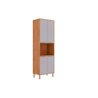 Paneleiro de Cozinha Celeste Torre Quente c/ 4 Portas e 1 Nicho p/ Forno 70cm Cinamomo/Platina - MGM
