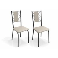 Kit 2 Cadeiras de Cozinha Lisboa 2C076PRF Aço 2 Un Preto/ano Bege - Kappesberg