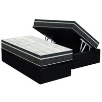 Cama Box Baú Solteiro: Colchão Molas Orthoflex Bonnel Venezia + Base CRC Suede Black(88x188)