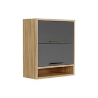 Armário Aéreo p/ Cozinha Syrah Nicho c/ 2 Portas Basculante 80cm Amendoa/Chumbo - Ronipa