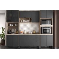 Cozinha Completa Firenze 4 Peças (1Aéreo+1Balcão+1Paneleiro+1TorreQuente) C4P252 Avena/Grafito - Demóbile
