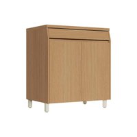 Gabinete de Cozinha Modulado Balcão c/ Tampo Simone Mendes c/ 2 Portas e 1 Gaveta 80cm Carvalho/Cinza - Nesher