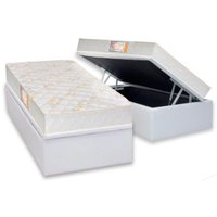 Cama Box Baú Solteiro: Colchão Ortopédico Castor Sleep + Base CRC Corano White (88x188)