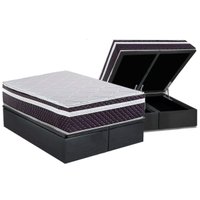 Cama Box Baú Queen: Colchão Molas Ensacadas Herval C1789 + Base CRC Suede Gray (158x198)