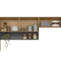 Kit de Cozinha Compacta Alba c/ 6 Portas e 1 Nicho 250cm Amendola/Nude Prime TX - Demóbile