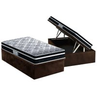 Cama Box Baú Solteiro: Colchão Espuma D33 Probel /EP ProDormir Advanced Tech1500 Plus + Base CRC Suede Brown(88x188)