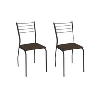 Cadeira Sala de Jantar Malta 2C140PRF Aço Kit 2 Un Preto/Suede Cappuccino - Kappesberg