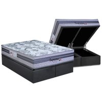 Cama Box Baú King: Colchão Molas MasterPocket Ensacadas Paropas Supremo Gray + Base CRC Suede Gray (193x203)