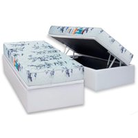 Conjunto Box Baú Solteiro: Colchão Espuma Luckspuma D28 Celebrity Pro + Base CRC Courano White (88x188)