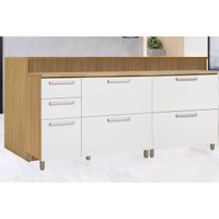 Balcão de Cozinha Modulado Burguesa c/ 3 Portas e 4 Gavetas Freijó/Branco - Nesher