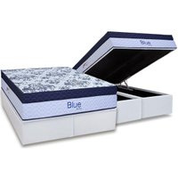Conjunto Box Baú Queen: Colchão Molas Paropas Ensacadas Blue + Base CRC Linhão White (158x198)
