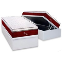 Cama Box Baú Solteiro: Colchão Molas Ensacadas Polar Rubi + Base CRC Corano White(88x188)