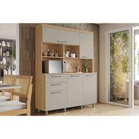Cozinha Compacta Nobreza c/ 5 Portas e 2 Gavetas 160cm Carvalho/Cinza - Nesher
