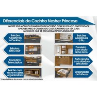Kit Cozinha Modulada 4 Peças Princesa (1Aéreo+2Balcões+1Paneleiro) C6P65 Freijo/Grafite - Nesher