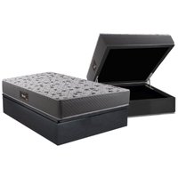 Cama Box Baú Casal: Colchão Ortopédico Herval D28 / AG65 Black + Base CRC Suede Gray (138x188)
