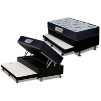 Cama Box Baú c/ Auxiliar Solteiro: Colchão Anatômico Orthoflex Foggia Sogni Unic Face + Base CRC Corano Black (88x188)